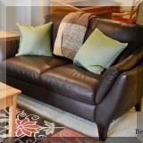 F22. Pair of Italsofa leather loveseats. 36”h x 66”w x 38”d 